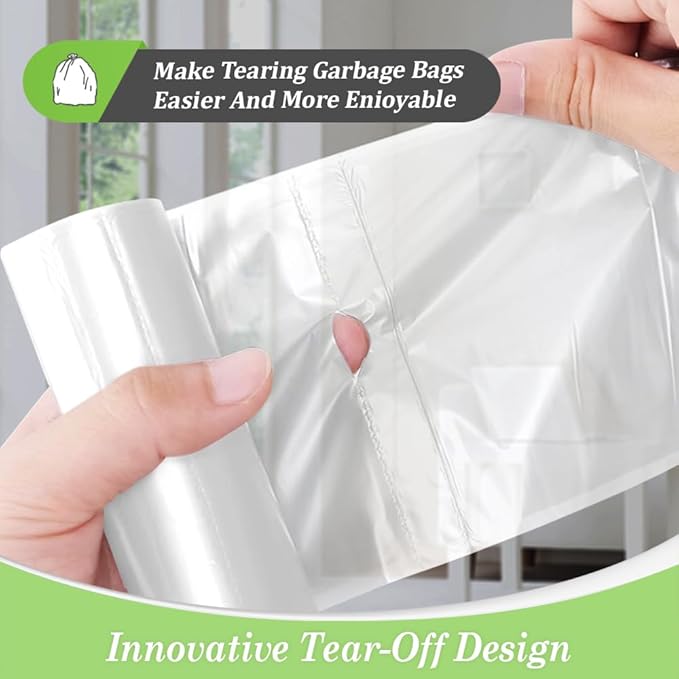 10 Gallon 300 Counts Medium Trash Bags Tall Kitchen Garbage Bags by Teivio, 9 Gallon 10 Gallon 11 Gallon,Bathroom Trash Can Bin Liners, Intended for Home,Plastic Bags for office kitchen, Clear
