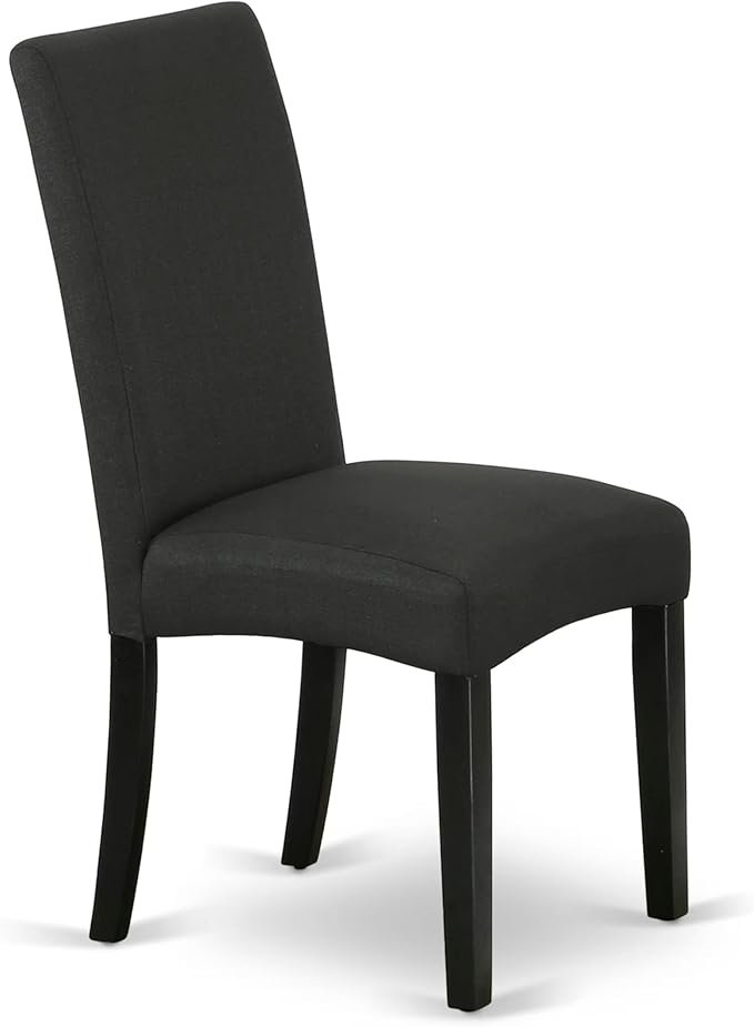 East West Furniture V677DR124-9 9 Piece Dining Set Includes a Rectangle Dining Room Table with V-Legs and 8 Black Color Linen Fabric Upholstered Parson Chairs, 40x72 Inch, Multi-Color