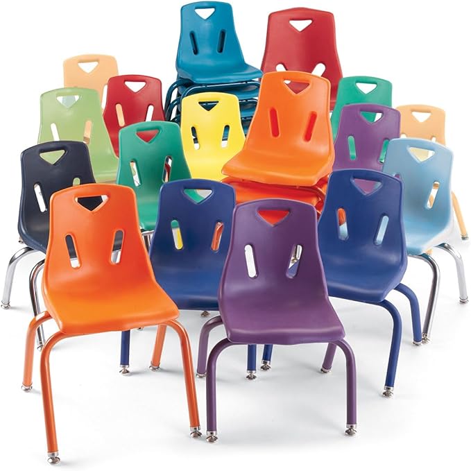 Berries Jonti-Craft 8146JC1119 Stacking Chair with Chrome-Plated Legs, 16" Height, Green