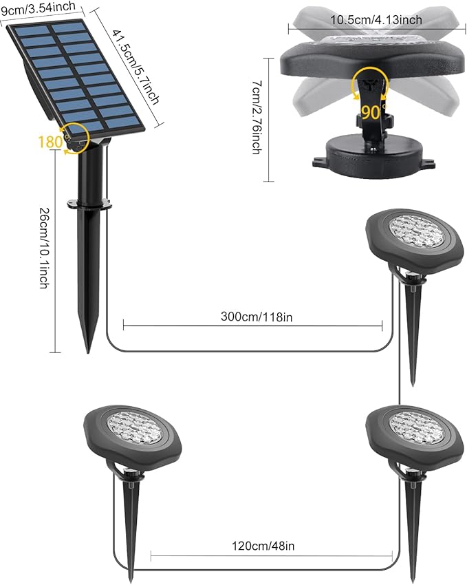 CORESLUX Solar Spot Lights Outdoor Waterproof IP68, 3-in-1 LED Warm Light Solar