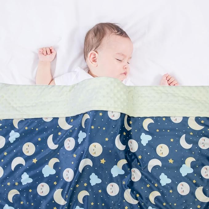 Baby Blankets for Unisex Boys Girls, Super Soft Nursery Minky Blankets, 30 x 40 inch Outer Space Printed Bed Throws Newborn (Night Sky)