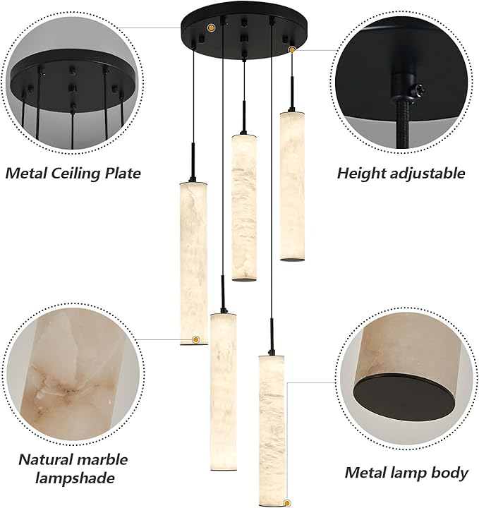 LMQNINE Natural Alabaster Pendant Lights
