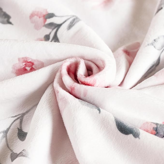 david's kids Micro Fleece Minky Baby Blanket for Girls with Double Layer and Soothing Raised Dots, Breathable and Soft Lightweight Receiving Blanket for Newborns, 40x50 Inches, Floral Flowers