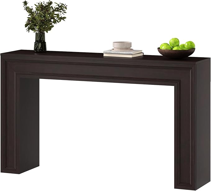 Rresyet 55 Inch Long Console Table, Sofa Table Behind Sofa, Wooden Entryway Table, Farmhouse Entryway Table for Entry, Hallway, Living Room (Cherry)