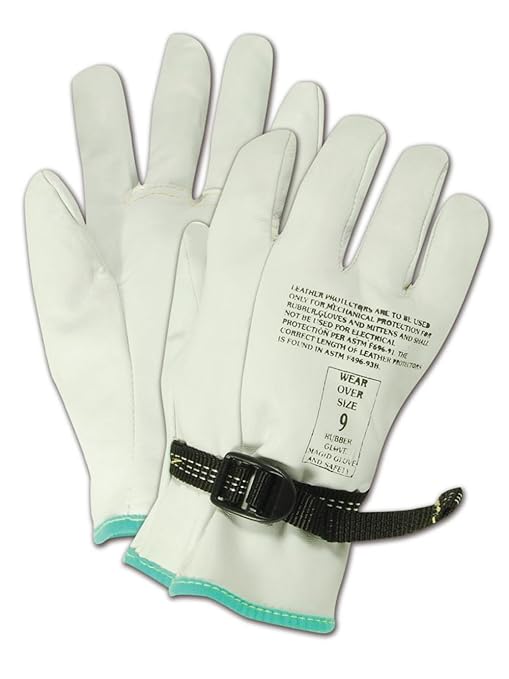 MAGID PowerMaster 12501PS Leather Linesmen Protector Gloves, 1 Pair, 9.5” Length, Size 9/Large