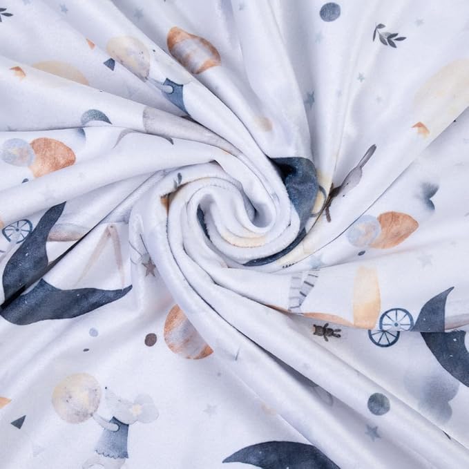 Baby Blankets for Unisex Boys Girls, Super Soft Nursery Minky Blankets, 30 x 40 inch Outer Space Printed Bed Throws Newborn (Planet Fox)