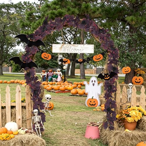Black Burgundy Garland Artificial Black Rose Garland Fall Leaf Vine (2 Count)