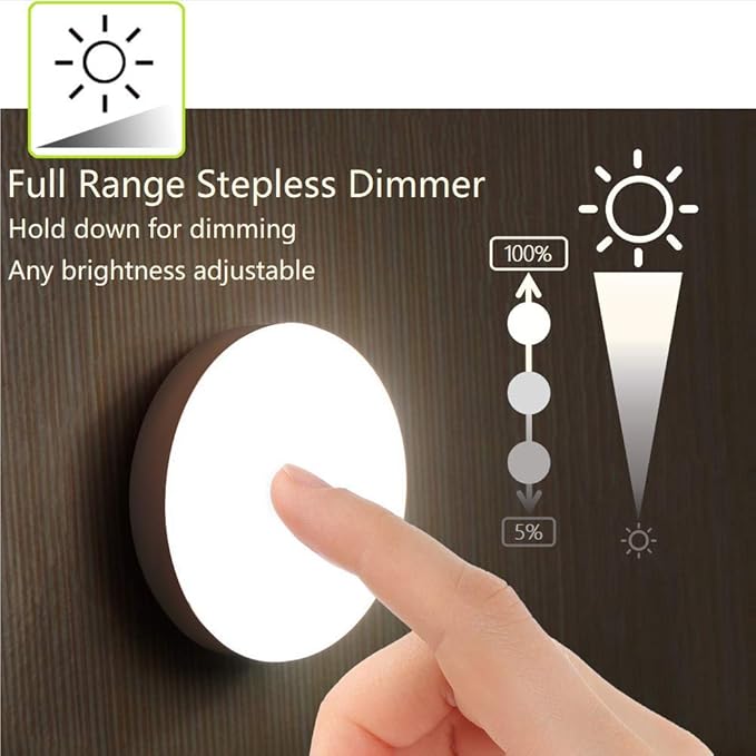 Mini Touch Light, Rechargeable Battery Operated Closet Lights Wardrobe Lights, Magnetic Stick-on Anywhere LED Night Light, Wireless Under Cabinet Lighting, Dimmable Tap Push Light Lamp