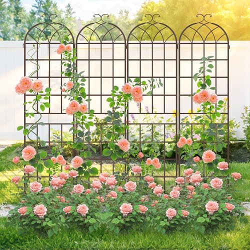 82.7 x 40in Rustic Iron Arch Decoration Garden Trellis with Metal Coating (2 Count)