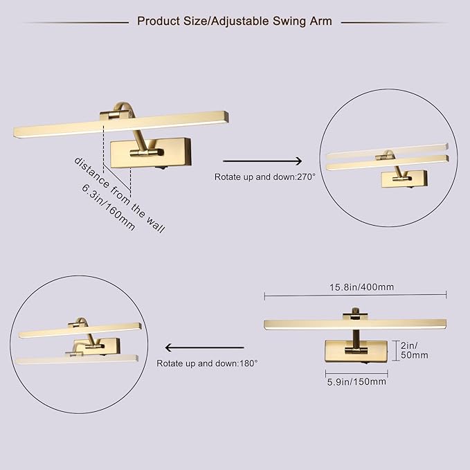 Wireless Picture Lights with Remote and Timer Brass Gallery Lighting