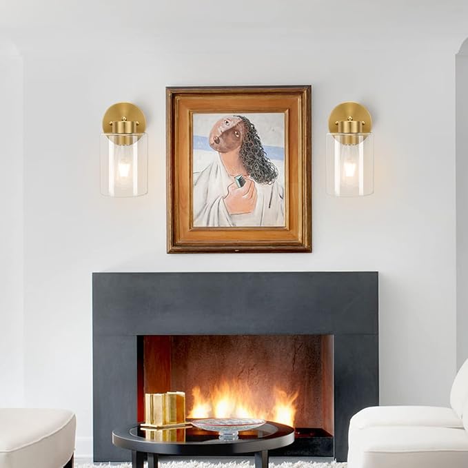 Bathroom Light, Wall Sconces Set of Two, Brushed Gold Vanity Sconce Lights
