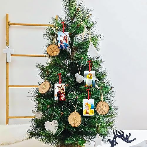 4 Pack Personalized Christmas Ornaments 2025 Wood Custom Photo Text Hanging Ornament for Christmas Tree Decorations (4 Count)
