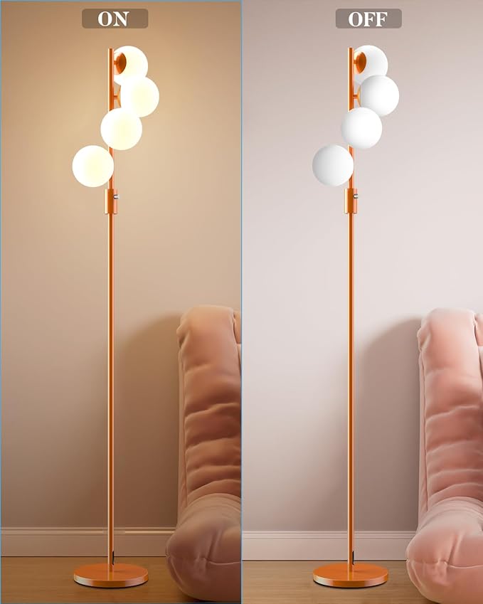 Lightdot 64IN Dimmable Globe Floor Lamp, Mid Century Modern Floor Lamp