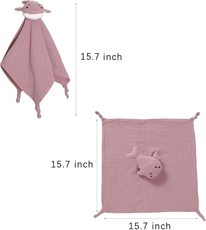 Organic Cotton Muslin Loveys for Babies,Security Blankets for Baby Lovey,Unisex Baby Essentials Neutral,Baby Registry Search,Newborn Baby Gifts for Boys and Girls (Whale Violet)