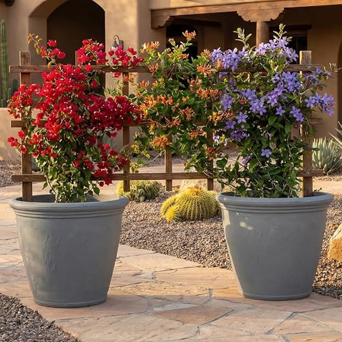 Sunnydaze Anjelica 20'' Large Plastic Planter Pot for Plants