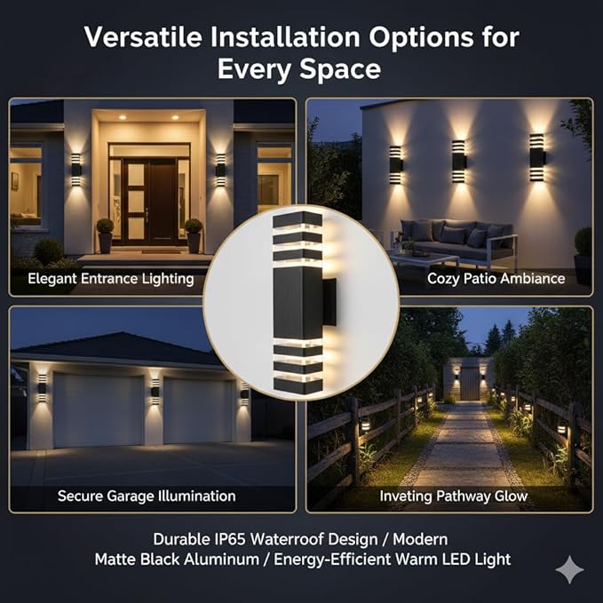 4Pack 15inch LED Up and Down Wall Lights, 18W Outdoor Wall Light Aluminum Body