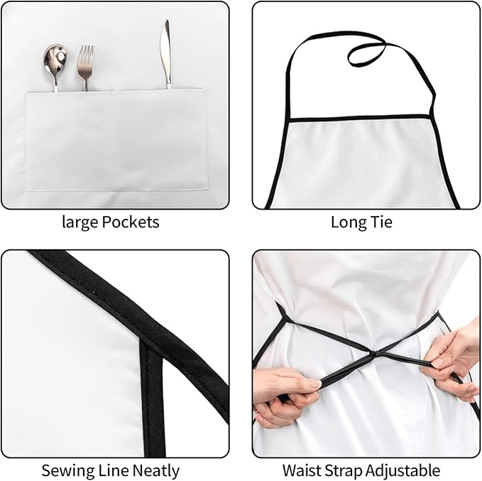 Waterproof Apron Adjustable Bib for Women Men Tractor farm Cooking Aprons Chef Bibs with 2 Pocket
