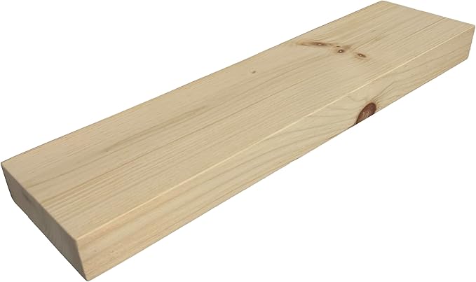 Joel's Antiques 24 Inch Floating Shelves for Wall - 24x6x2 in - Unfinished Wood Shelf Design, Wooden Wall Shelves for Bedroom, Bathroom, Kitchen and Living Room - Display and Store Your Décor at Home