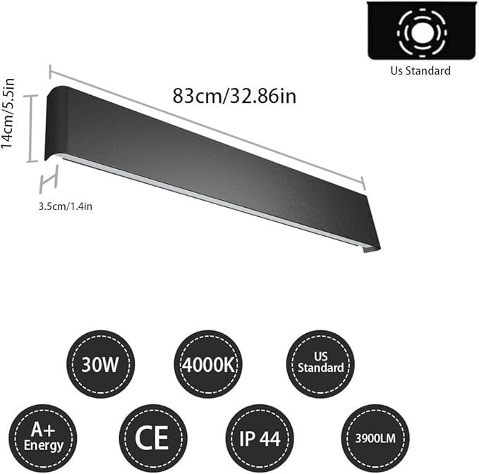 Ralbay Modern Black Bathroom Vanity Light 32.6inch Vanity Light