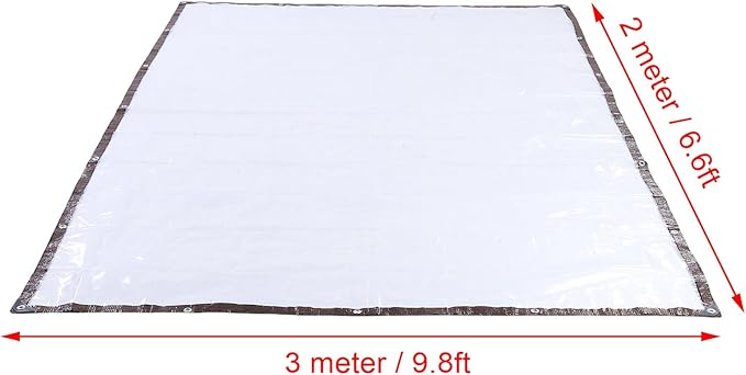 3x2 Meter PE Film Chicken Coop Cover, Tear Resisting, Rain Snow Wind Protection with Metal Grommets, Heat Insulation for Greenhouse, Patio, firewood Piles