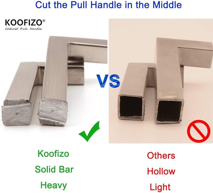 KOOFIZO Solid Square Bar Cabinet Handle - Oil Rubbed Bronze Furniture Pull, 12.6 Inch/320mm Screwhole Distance, 1-Piece for Kitchen Cupboard Door, Bedroom Dresser Drawer, Bathroom Wardrobe Hardware
