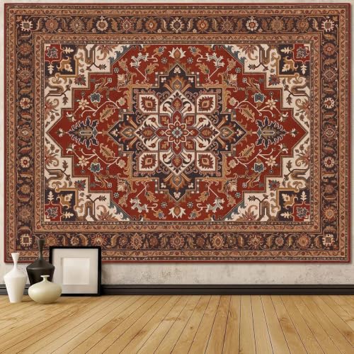 Vintage Floral Tapestry Wall Hanging Hippie Indian Bohemian Mandala Tapestry Aesthetic Retro Oriental Brown Small Tapestries for Mural Bedroom Living Room Dorm Decor 60 x 44 Inch