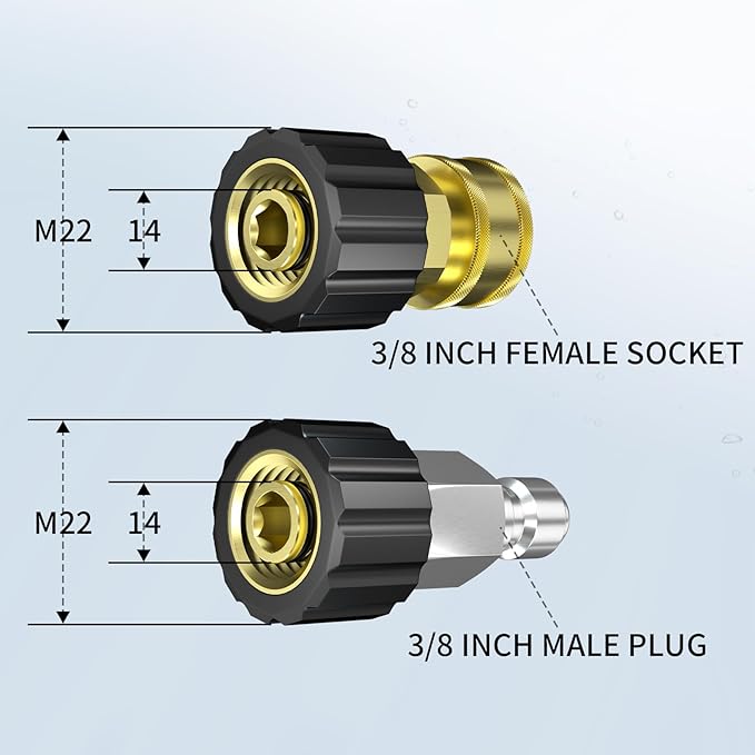 Pressure Washer Hose 25FT, 4200PSI 1/4 No Marking Kink Free Hose with 3/8 Quick Connect Ends and Adapters for Hot & Cold Water up to 140°F, Steel Wire Braided Hose for Power Washing