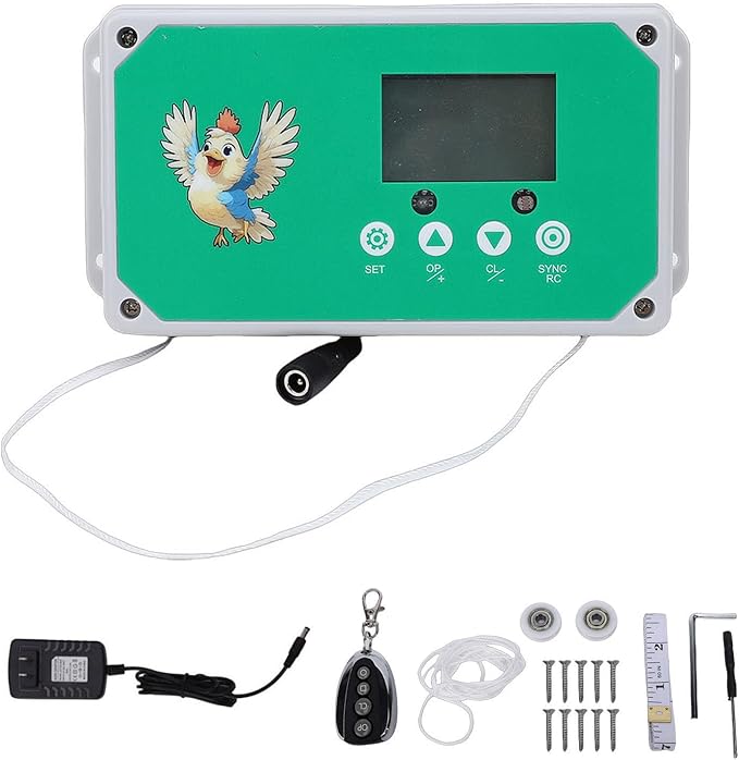 Automatic Chicken Coop Door Opener, Programmable Timer for Poultry Farm Duck House Chicken Coop Accessory (US Plug 100-240V)