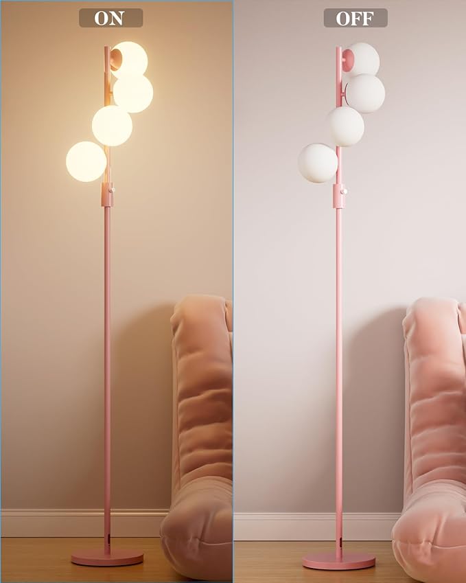 Lightdot 64IN Dimmable Globe Floor Lamp, Mid Century Modern Floor Lamp