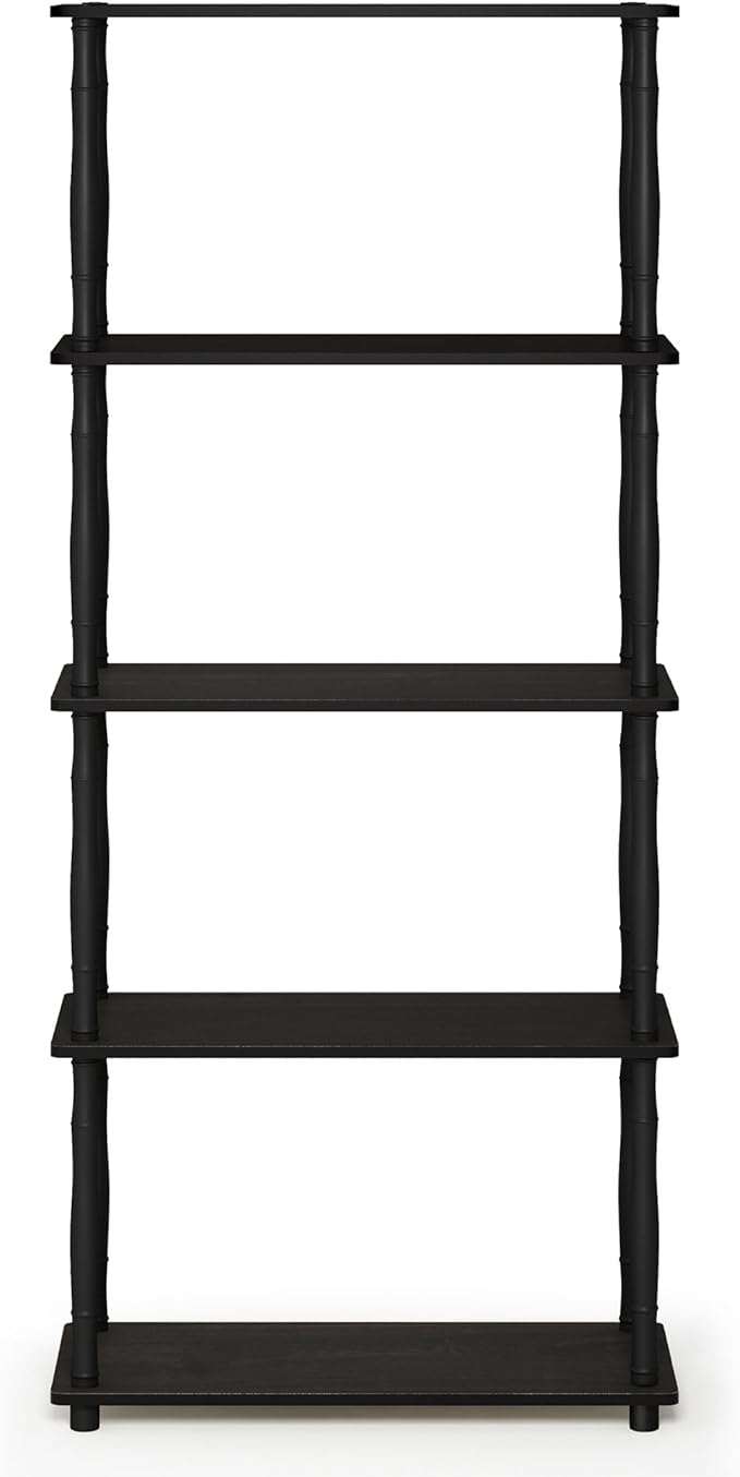 Furinno Turn-N-Tube 5-Tier Multipurpose Shelf / Display Rack / Storage Shelf / Bookshelf, Classic Tubes, Espresso/Black