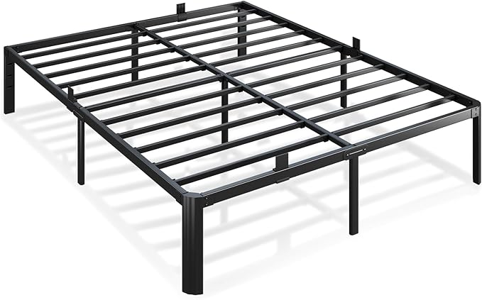 Metal Bed Frame King Size, 14 Inch 3500 lbs Heavy Duty Platform Bed Frames Steel Slats Noise Free No Box Spring Needed, Easy Assemble Sturdy Bedframe with Storage and Mattress Retainers