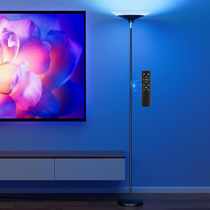 RGB Torchiere Floor Lamp - 30W Dimmable LED Standing Lamp