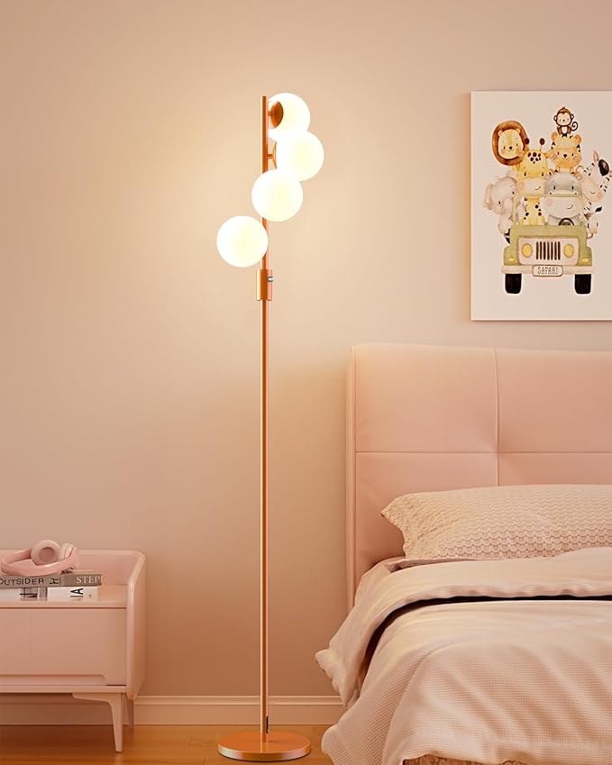 Lightdot 64IN Dimmable Globe Floor Lamp, Mid Century Modern Floor Lamp