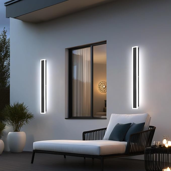 2 Pack Black Indoor and Outdoor Wall Lights Waterproof 39 Inch 3000K-6000K