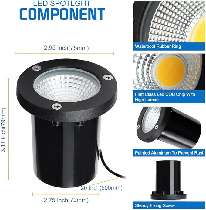 EAGLOD 5W Well Light, 12-24V LED In-Ground Low Voltage Landscape Light
