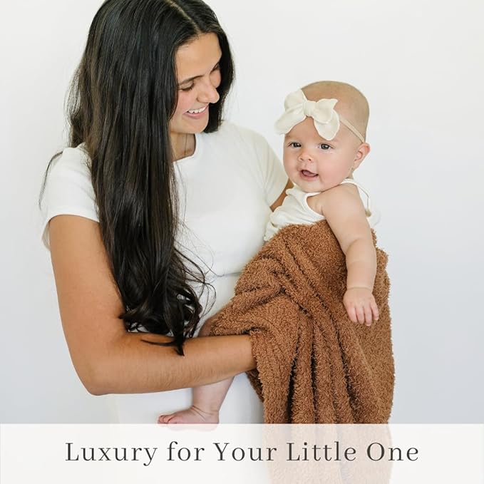 SARANONI Bamboni Luxury Baby Blanket | Cozy & Soft Plush Receiving Blankets | Perfect for Girls & Infant Baby Boy Blankets | Caramel - 30” x 40"