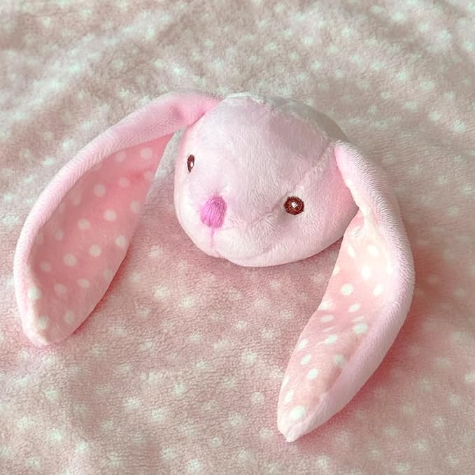 CREVENT Cozy Plush Baby Security Blanket Loveys for Baby Girls Boys, Stuffed Animal Ring Rattle Shaker Toy for Newborns (Bunny)