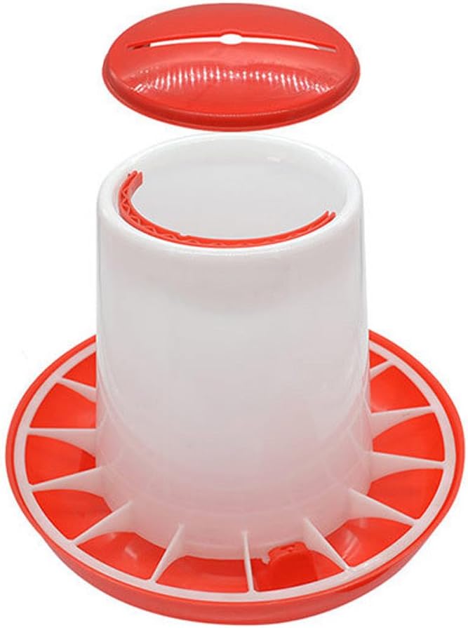 Chicken Water Feeder, 15Kg Large Capacity No Spill Hanging Chicken Feeders with Carry Handle,Bpa Free Durable Plastic Quail Feeder for Chickens Baby Chicks Turkeys Ducks Ducklings Quail