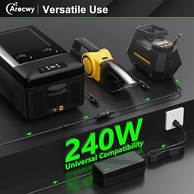 AC to DC Converter 20A/240W/12.36FT/110V-240V to 12V Converter Car Cigarette Lighter Socket AC/DC Power Adapter for Inflator, Car Refrigerator, Car Vacuum Cleaner and More