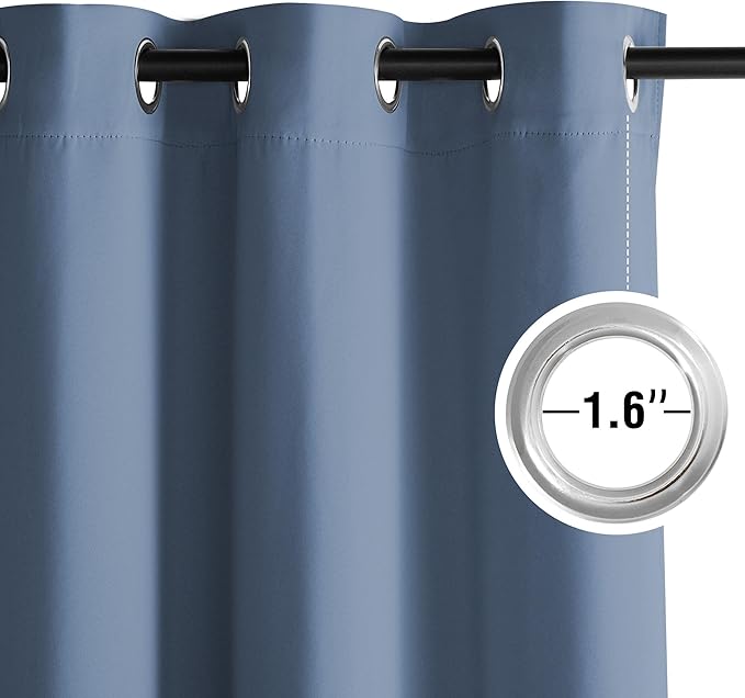 NICETOWN Stone Blue Energy Saving Drapes - Grommet Thermal Insulated Shades for Home Office, Yard, Flat, Bedroom, Hall - Durable, 2 Panels, W52 x L63