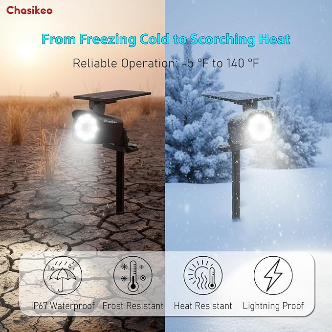 Chaiskeo 2 Pack Solar Motion Lights Outdoor, Solar Spotlights