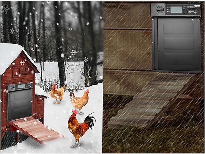 Solar Chicken Coop Door, Solar Powered Automatic Chicken Coop Door, Electric with Remote Control Light Sensor Timer Anti Pinch Safety Cold Weather for