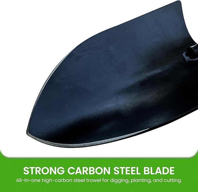 Garden Guru Heavy Duty Garden Trowel Hand Shovel for Gardening – Strong Carbon Steel Hand Trowel with Ergonomic Non-Slip Handle – Perfect for Digging, Planting, Transplanting, and Cutting Roots