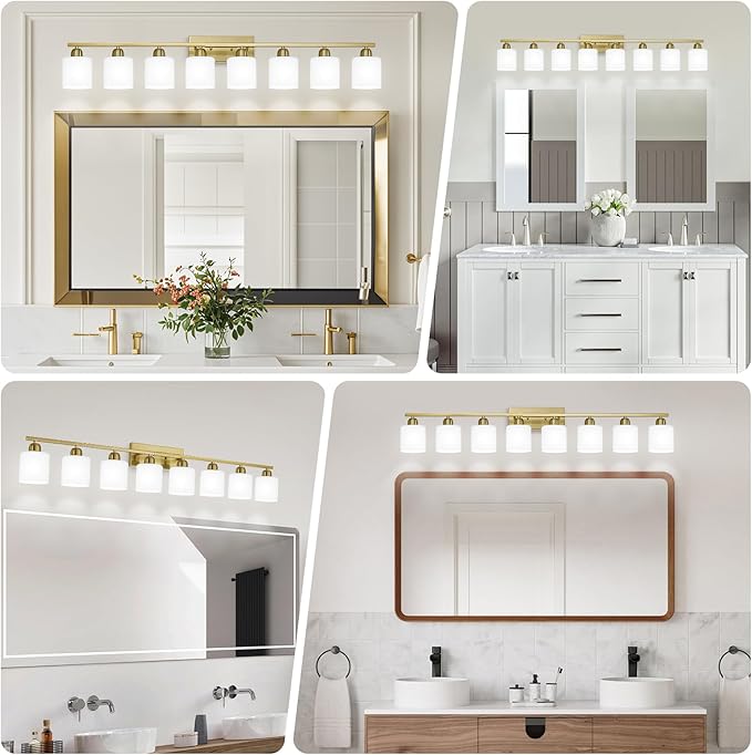8 Light Bathroom Light Fixtures Gold
