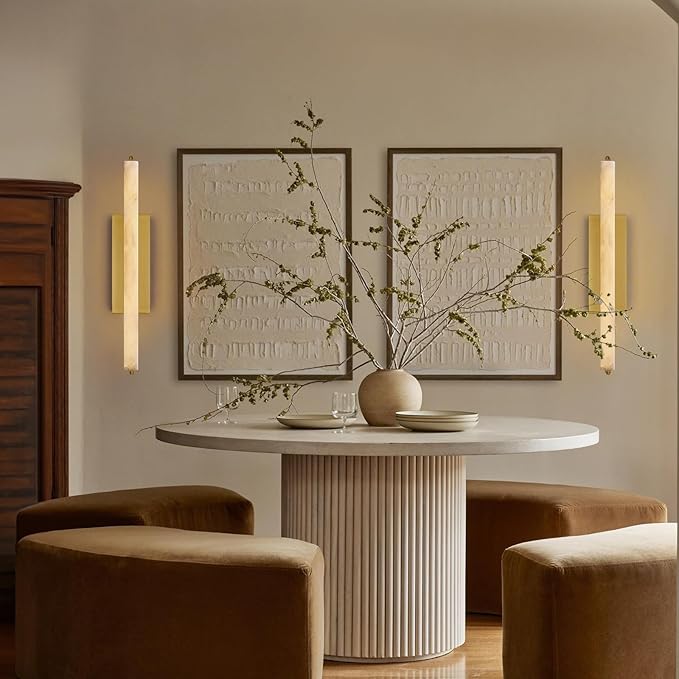 Alabaster Wall Sconce, Brass Modern Bathroom Sconces, Indoor Wall Lighting