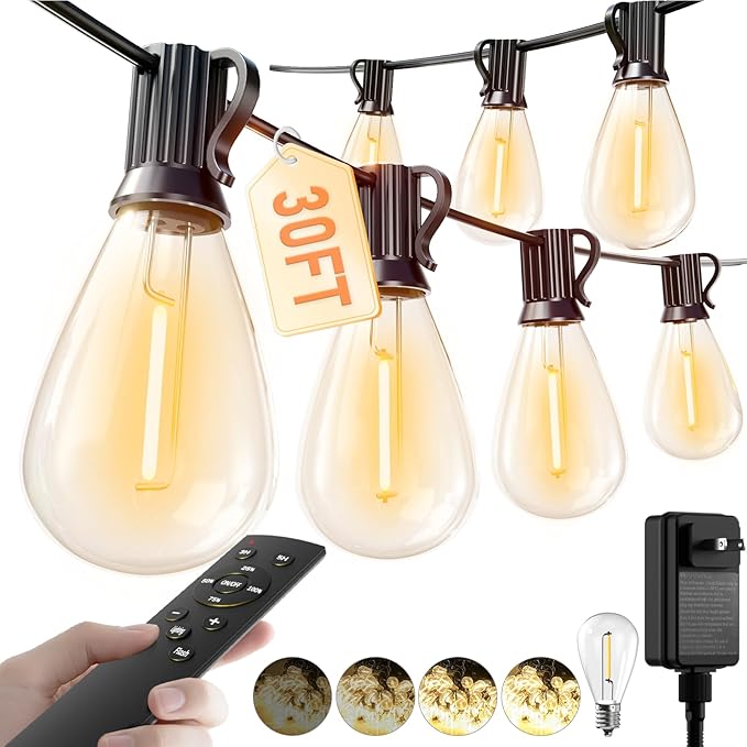 luckystyle 30FT LED Outdoor String Lights