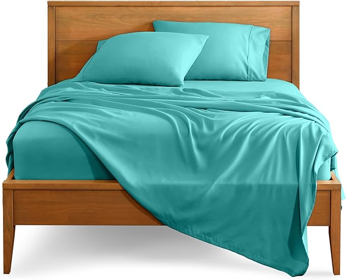 Bare Home Queen Sheet Set - Luxury 1800 Ultra-Soft Microfiber Queen Bed Sheets - Double Brushed - Deep Pockets - Easy Fit - 4 Piece Set - Bedding Sheets & Pillowcases (Queen, Turquoise)