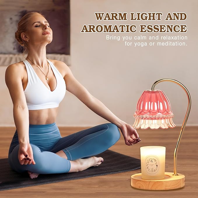 Flower Candle Warmer Lamp with Timer, Wax Warmer, Height Adjustable, Birthday