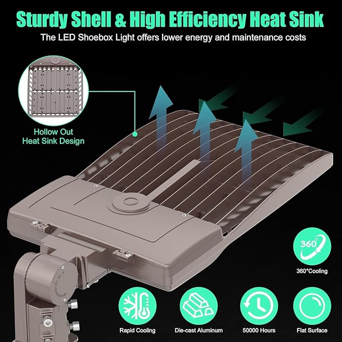 BBESTLED 400W LED Parking Lot Light Dusk to Dawn Photocell Outdoor Pole Mount