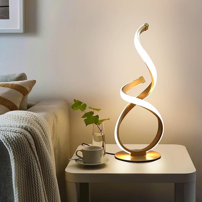 Bedside Table Lamp, LED Touch Dimmable Spiral Desk Lamp